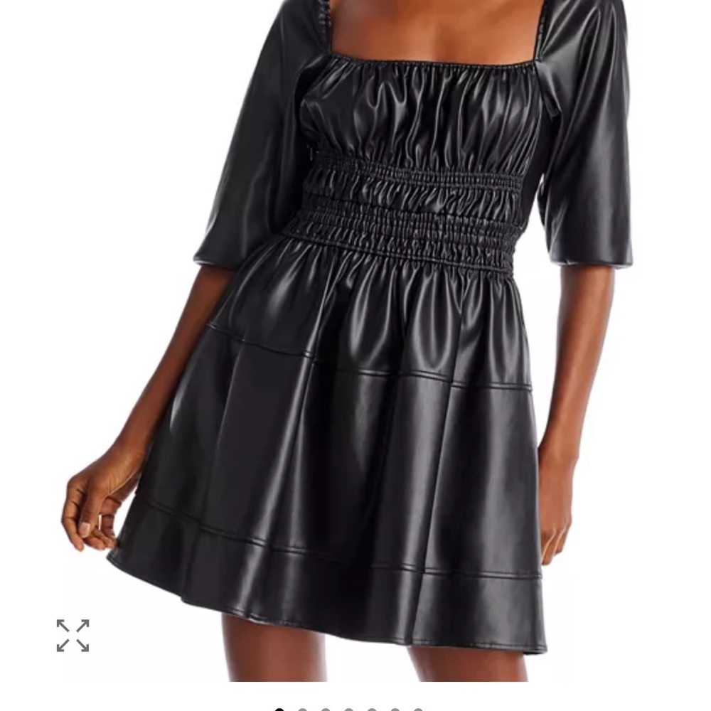 Proenza Schouler Black Faux Leather Smocked Mini Dress